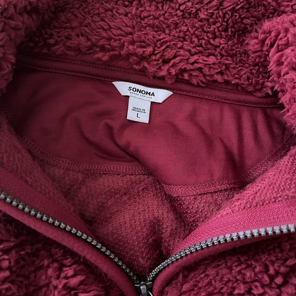 Burgundy Womens Sonoma Goods For Life Supersoft Sherpa Quarter-Zip Top - Picture 3 of 3
